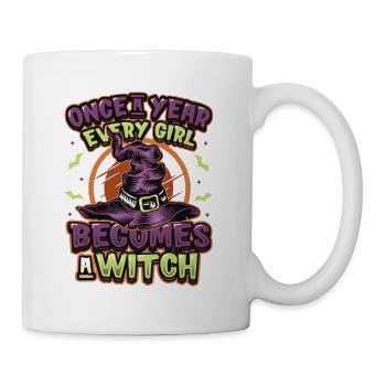 Once every girl becomes a witch on Halloween. - Mug - white - Right