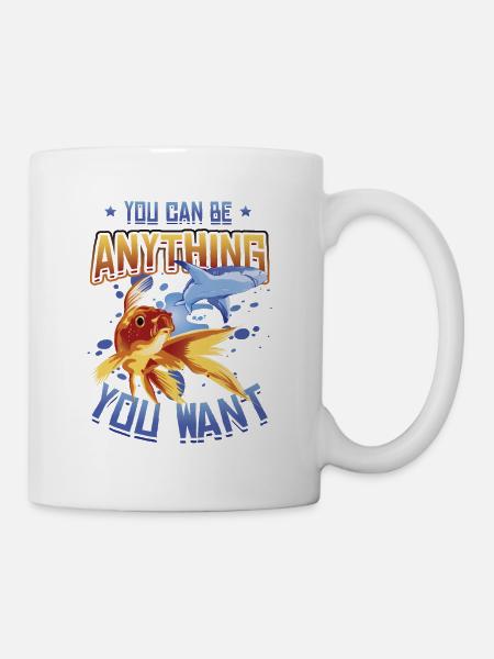 Goldfish Be A Shark, Motivationsbotschaft. - Tasse - Weiß