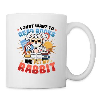 Lire des livres et caresser mon lapin. - Mug blanc - blanc - Droite