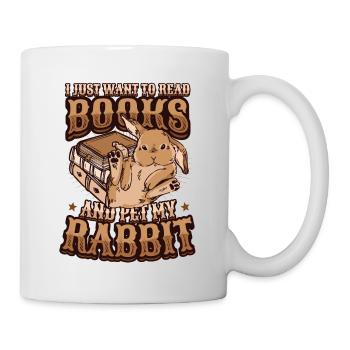 Lire des livres et caresser mon lapin. - Mug blanc - blanc - Droite