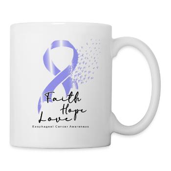 Cancer de l’œsophage du ruban de pervenche en avril - Mug blanc - blanc - Droite