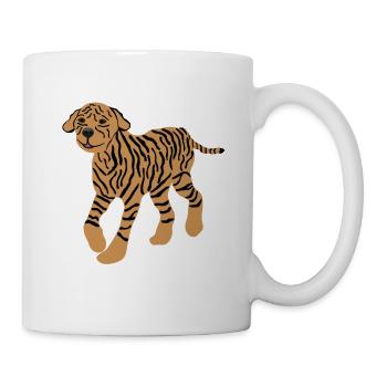 Dog with Tiger Pattern, Poodle, Funny, Crazy - Mug - white - Right