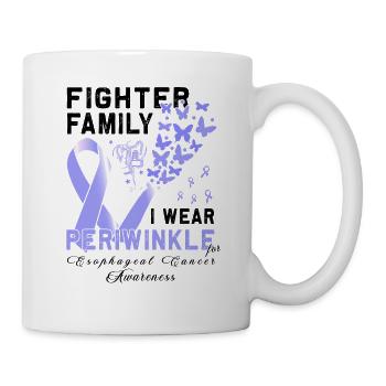 Cancer de l’œsophage du ruban de pervenche en avril - Mug blanc - blanc - Droite