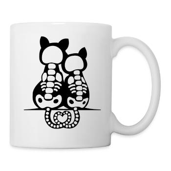 Scary Cute Cat Skeleton Bones Heart Tail Halloween - Mug - white - Right