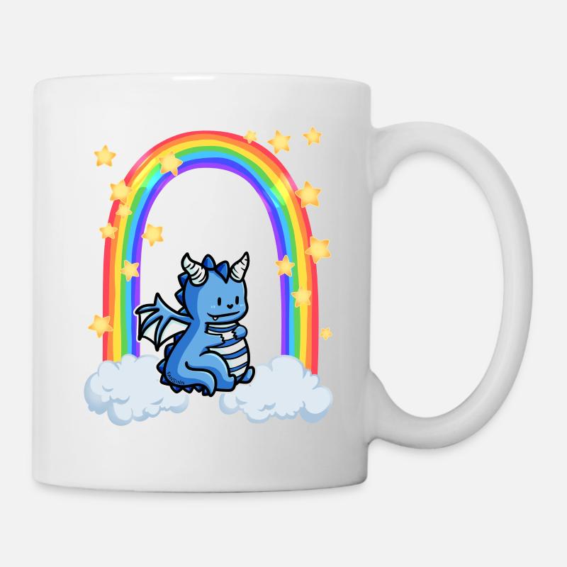Drache Regenbogen Wolke Sterne - Tasse - Weiß