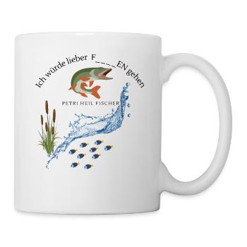 Ich würde lieber fischen gehen - Tasse - Weiß - Rechts