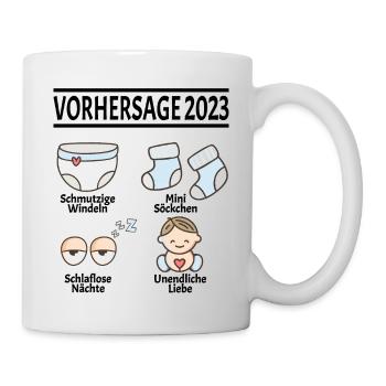 Werdende Eltern Vorhersage 2023 Schwanger für - Tasse - Weiß - Rechts