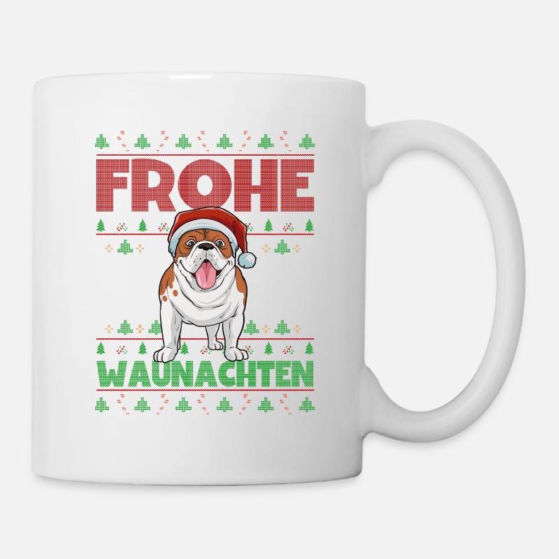 Frohe Weihnachten Bulldogge - Tasse - Weiß