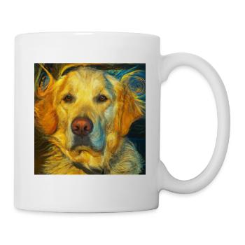 Golden Retriever Portrait Vincent Van Gogh Style - Mug - white - Right