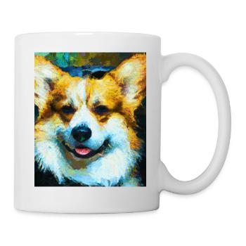 Corgi Portrait Vincent Van Gogh Style Hund - Tasse - Weiß - Rechts
