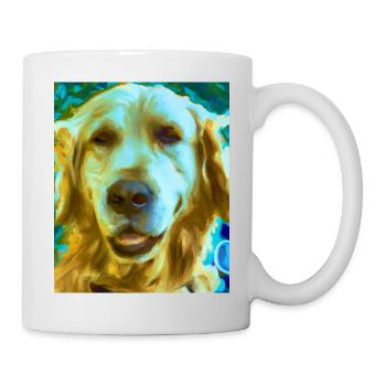 Golden Retriever Portrait Vincent Van Gogh Style - Mug - white - Right