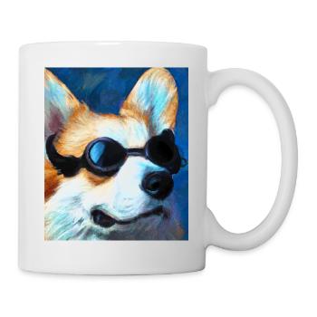 Corgi Portrait Vincent Van Gogh Style Dog - Mug - white - Right