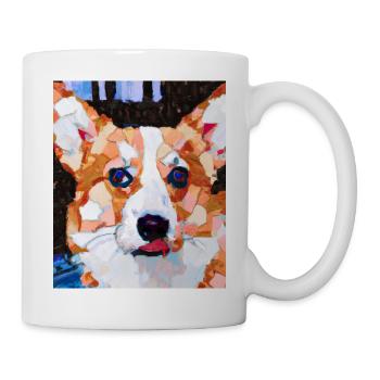 Corgi Portrait Cubism Dog - Mug - white - Right
