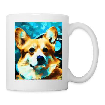 Corgi Portrait Vincent Van Gogh Style Dog - Mug - white - Right