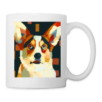 Corgi Portrait Cubism Dog - Mug - white - Right