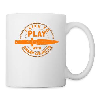 Messerwurfscheibe Geschenk Messerwerfer - Tasse - Weiß - Rechts