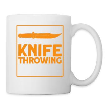 Messerwurfscheibe Geschenk Messerwerfer - Tasse - Weiß - Rechts