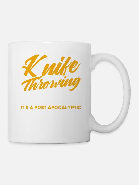 Messerwurfscheibe Geschenk Messerwerfer - Tasse - Weiß
