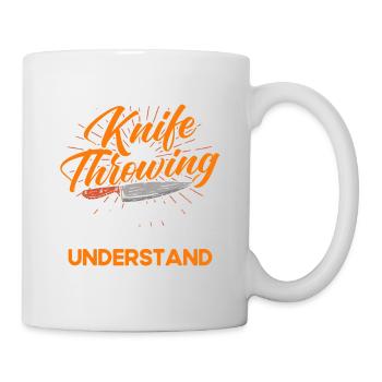 Messerwurfscheibe Geschenk Messerwerfer - Tasse - Weiß - Rechts