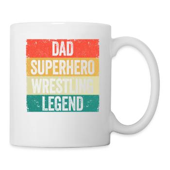 Funny Father's Day Wrestler Dad Superhero Wrestling - Mug - white - Right