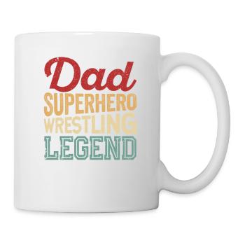 Papa Superhero Wrestling Legend Funny Father's Day - Mug - white - Right