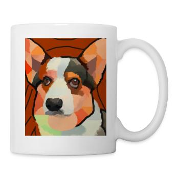 Corgi Portrait Cubism Dog - Mug - white - Right