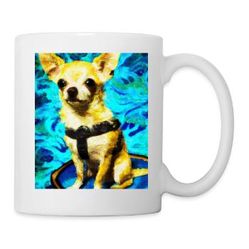 Chihuahua Portrait Vincent Van Gogh Style Hund - Tasse - Weiß - Rechts