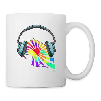 Fehmarn Kopfhörer Musik Bunt - Tasse - Weiß - Rechts