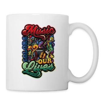 Musik Färbt Unser Leben Musikliebhaber Musiklehrer - Tasse - Weiß - Rechts