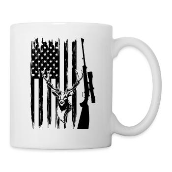 Deer Head America Flag Hunter Hunting - Tasse - Weiß - Rechts