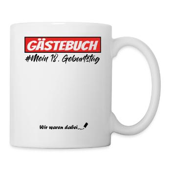 18. Geburtstag Gästebuch 18 Jahre alt Junge - Tasse - Weiß - Rechts