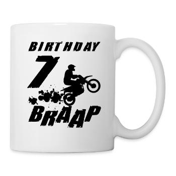 Seven 7yr 7th Dirt Bike Birthday Boy 7 Years Old - Tasse - Weiß - Rechts