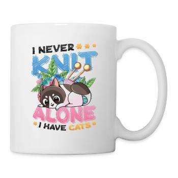 Je ne tricote jamais seule, j’ai des chats - Mug blanc - blanc - Droite