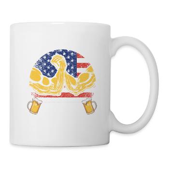 Will Arm Wrestle pour beer USA Flag Funny Arm - Mug blanc - blanc - Droite
