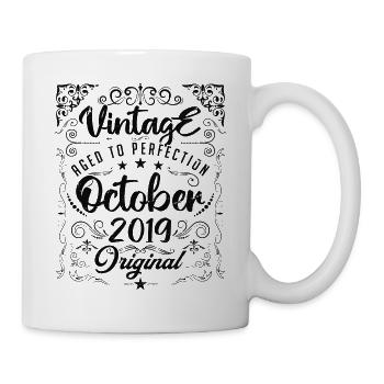 Vintage born in october 2019 - anniversary gift. - Mug blanc - blanc - Droite