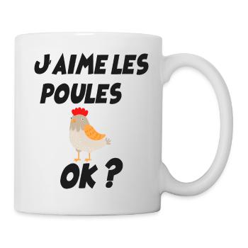 Mes Poules Ma Passion Idée Cadeau Ferme - Mug blanc - blanc - Droite