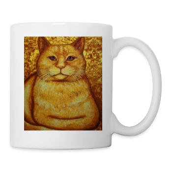 Katzen Portrait Gustav Klimt Style Katze - Tasse - Weiß - Rechts