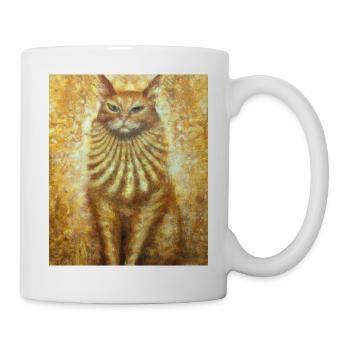 Katzen Portrait Gustav Klimt Style Katze - Tasse - Weiß - Rechts