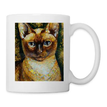 Siam Katzen Portrait Gustav Klimt Style Katze - Tasse - Weiß - Rechts