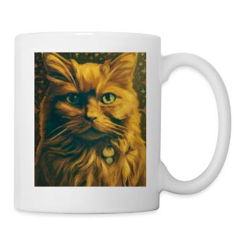 Katzen Portrait Gustav Klimt Style Katze - Tasse - Weiß - Rechts