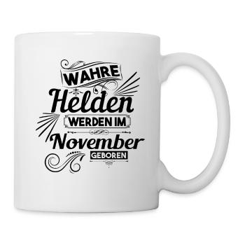 Wahre Helden wurden im November geboren - Tasse - Weiß - Rechts