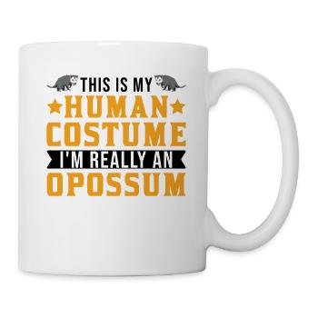 Opossum Human Costume Possum Halloween Pouch Rat - Mug - white - Right
