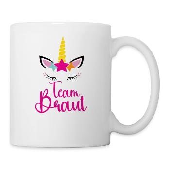 Team Braut Lustiges Einhorn Junggesellenabschied - Tasse - Weiß - Rechts