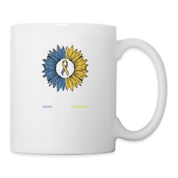 Sensibilisation au syndrome de Down I Ruban jaune bleu T21 - Mug blanc - blanc - Droite