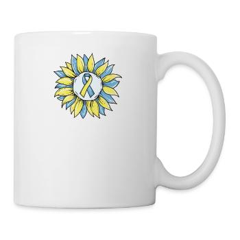 Sensibilisation au syndrome de Down I Ruban jaune bleu T21 - Mug blanc - blanc - Droite
