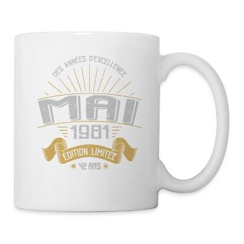 Mai 1981 42 Ans Anniversaire Vintage Idée Cadeau - Mug blanc - blanc - Droite