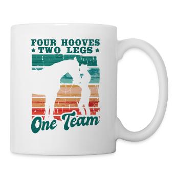 Reiterin Reiten Four Hooves Two Legs One Team - Tasse - Weiß - Rechts