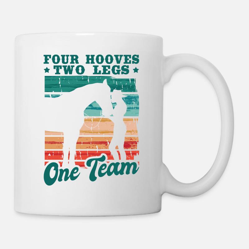 Cavalier chevauchant quatre sabots deux jambes une équipe - Mug blanc - blanc