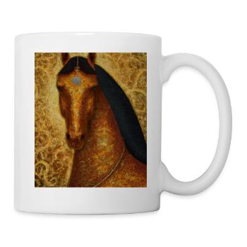 Pferde Portrait Pferd Gustav Klimt Style - Tasse - Weiß - Rechts