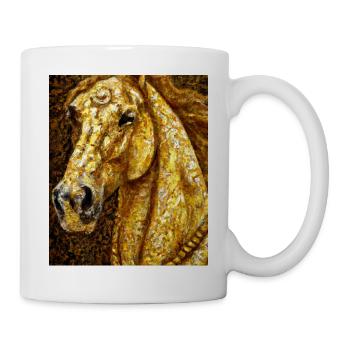Pferde Portrait Pferd Gustav Klimt Style - Tasse - Weiß - Rechts